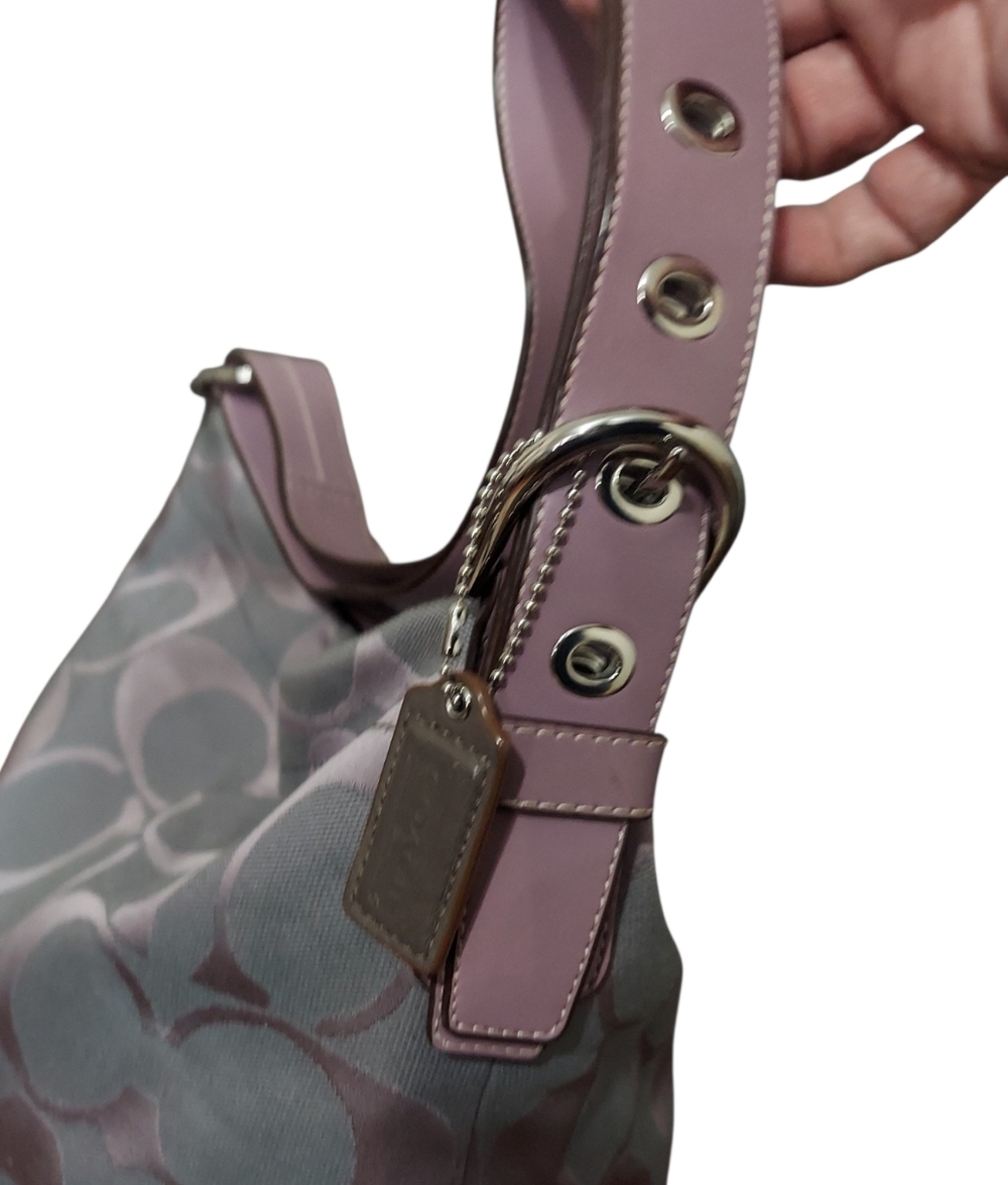 Coach Jacquard Signature Zip Duffle Hobo Bag F15067 Gently Loved - Picture 7 of 11